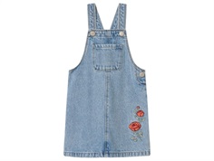Name It pinafore light blue denim with embroidered rose  